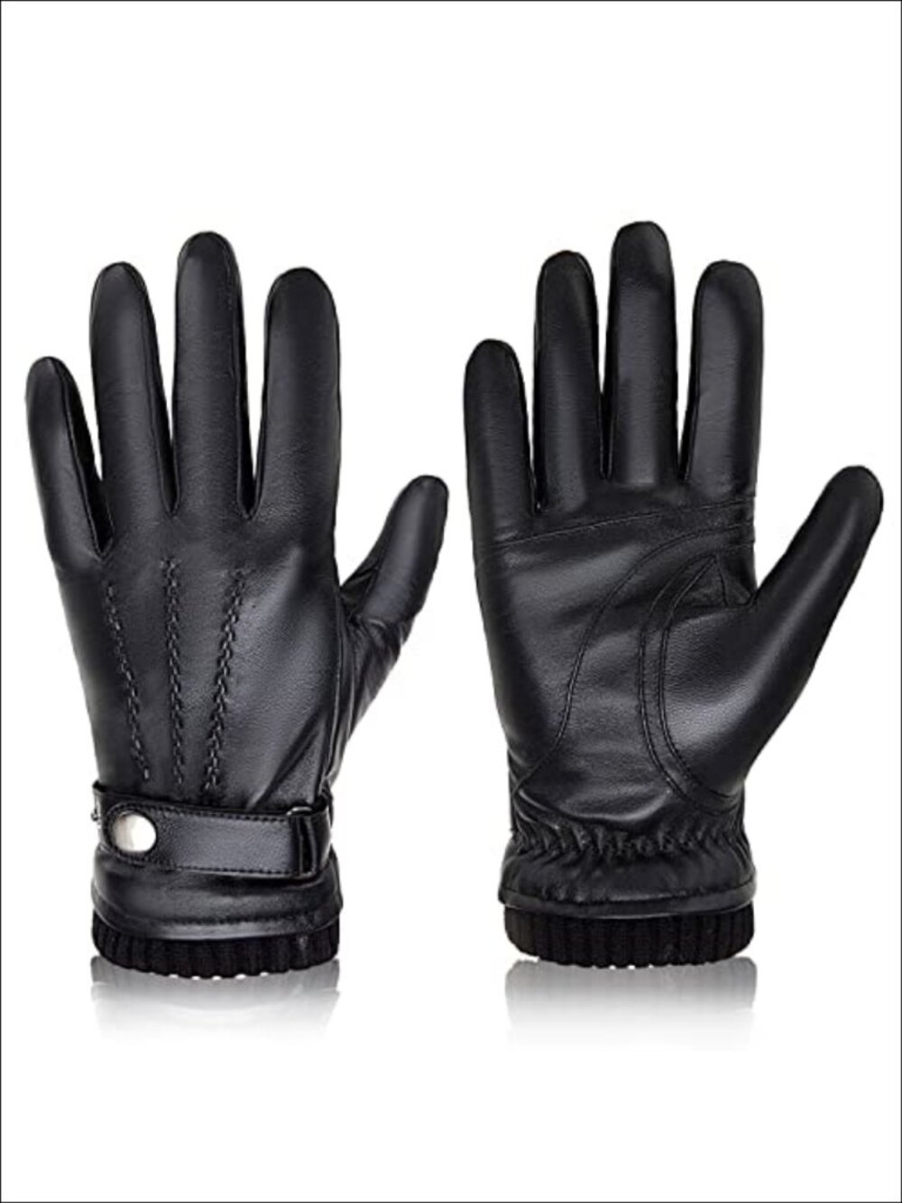 Sheepskin Leather Winter Gloves Cashmere Lined Touchscreen Driving